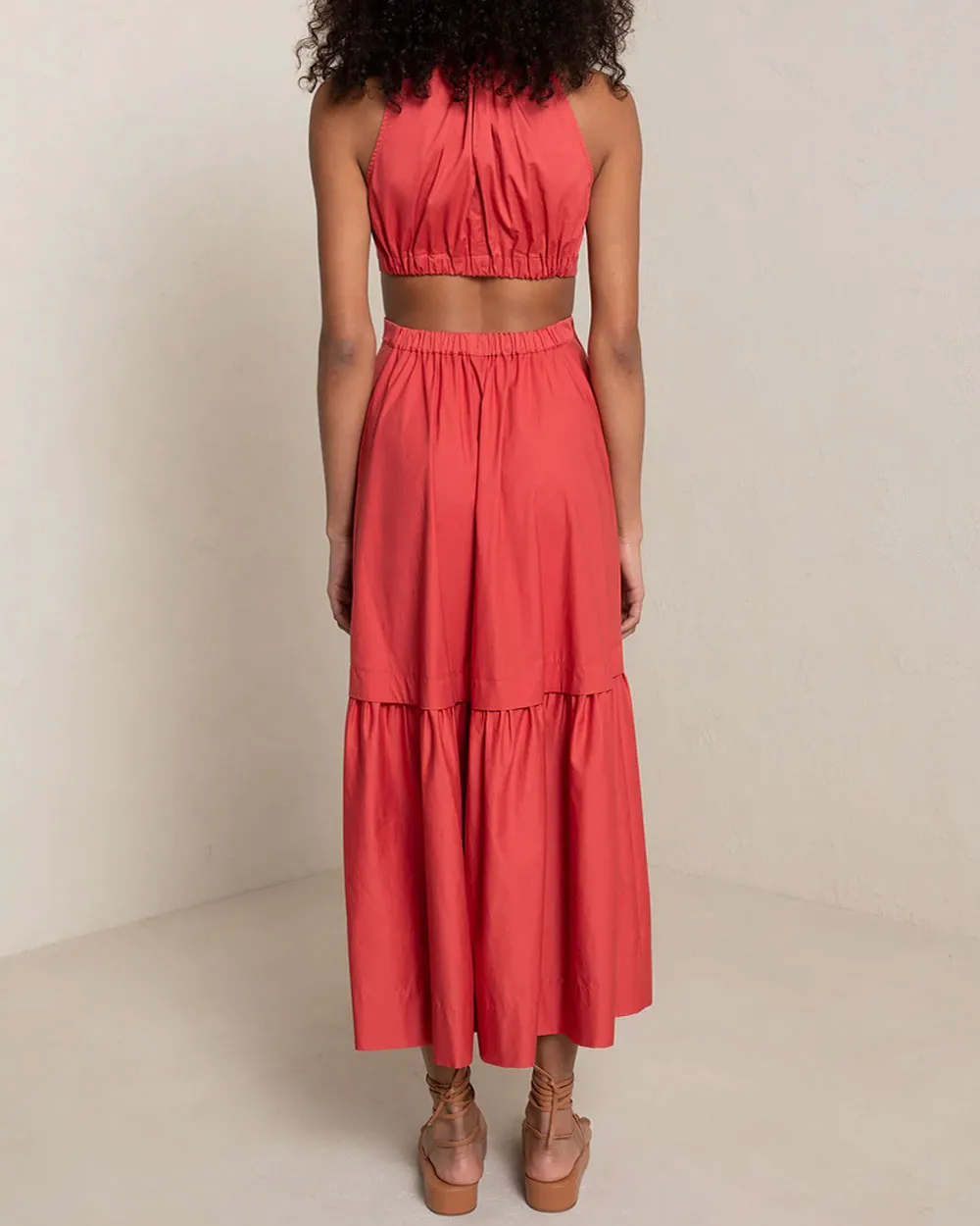 Moroccan Spice Halter Neck Whitney Midi Dress