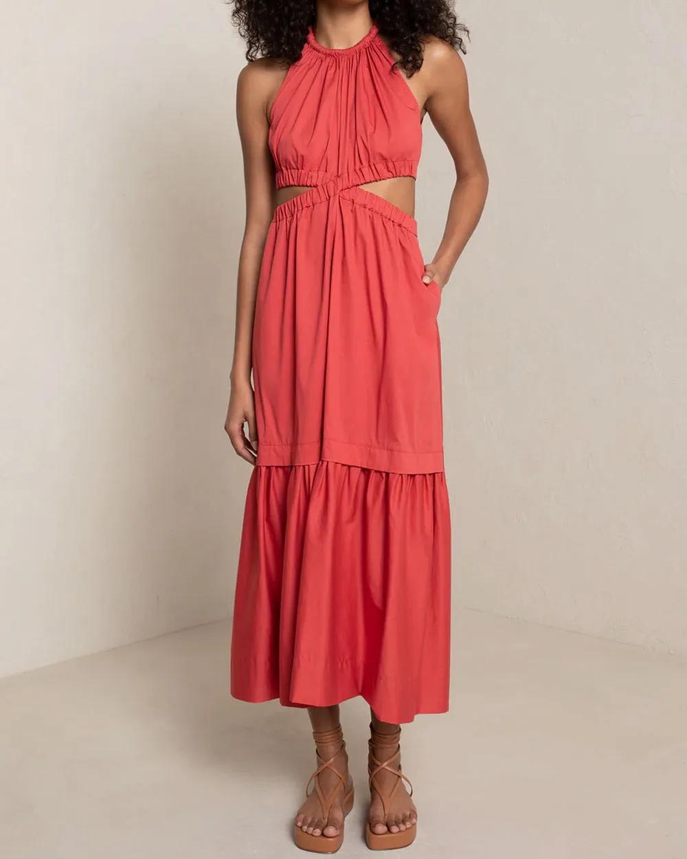 Moroccan Spice Halter Neck Whitney Midi Dress