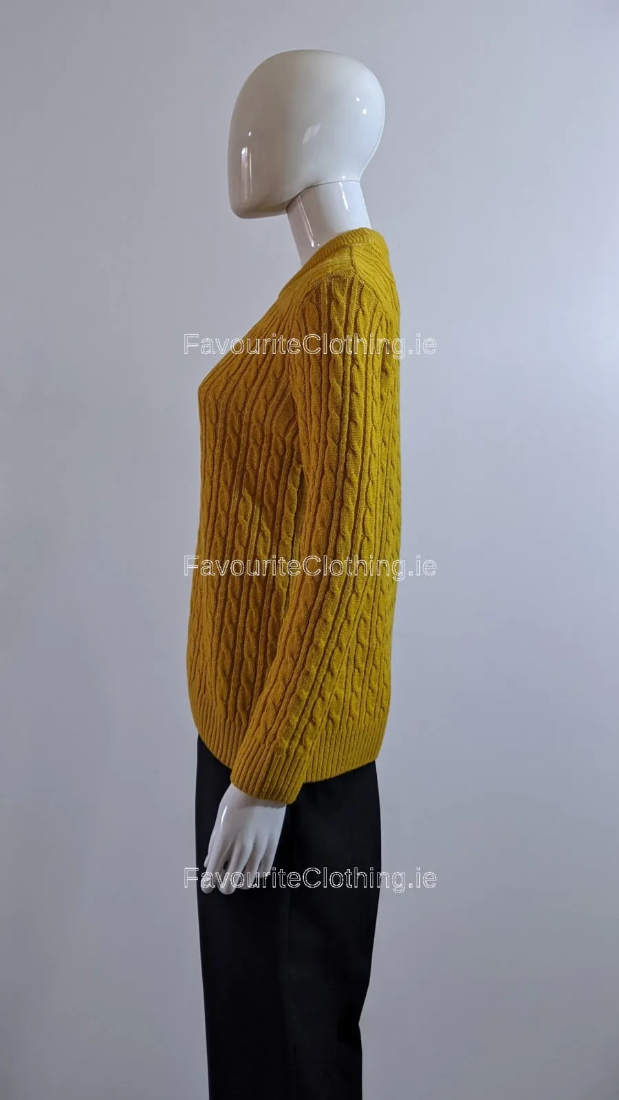 Mustard Round Neck Cable Knit Jumper