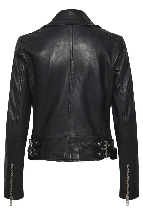 My Essential Wardrobe Black Leather Biker Jacket