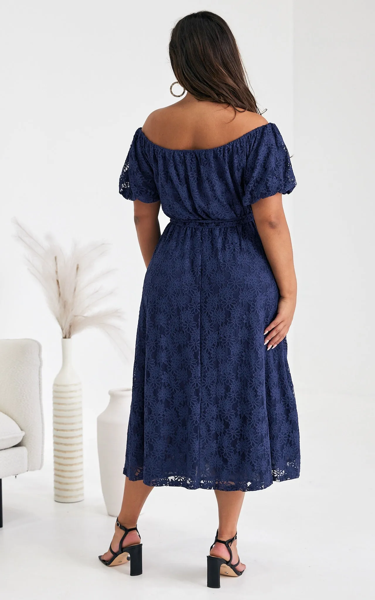 Nara Midi Dress - Navy Lace