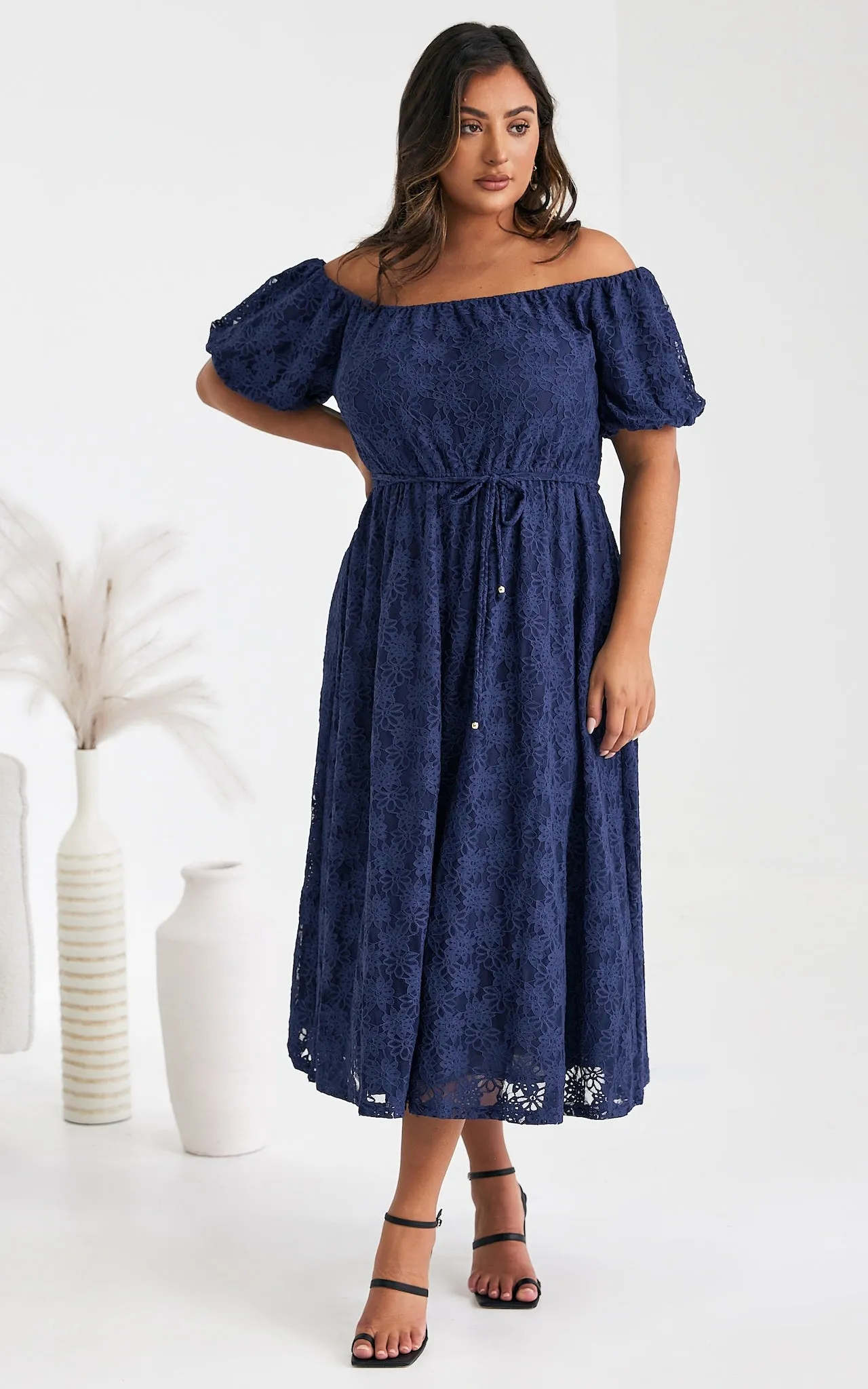 Nara Midi Dress - Navy Lace