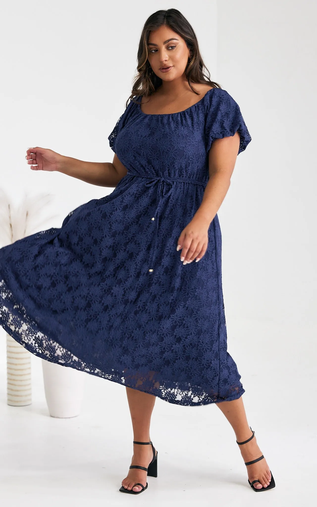 Nara Midi Dress - Navy Lace