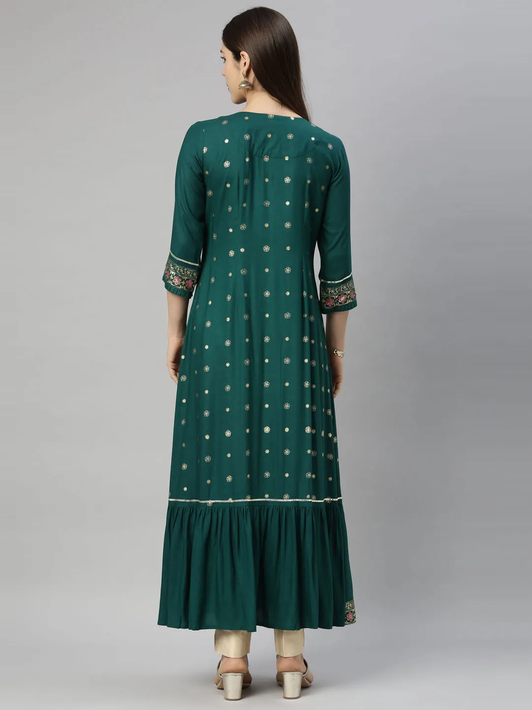 Neeru's Green Color Chanderi Fabric Tunic