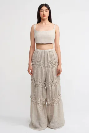 Nu Textured Wide Leg Trousers Light Grey