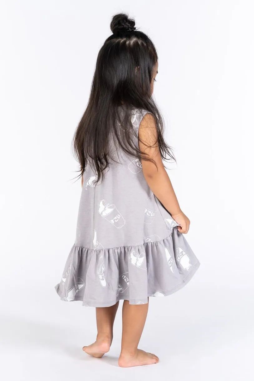 OMAMImini Ruffled Tent Girls Dress - Grey