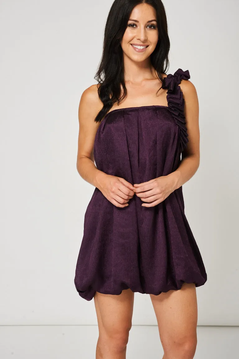 One Shoulder Mini Dress In Purple