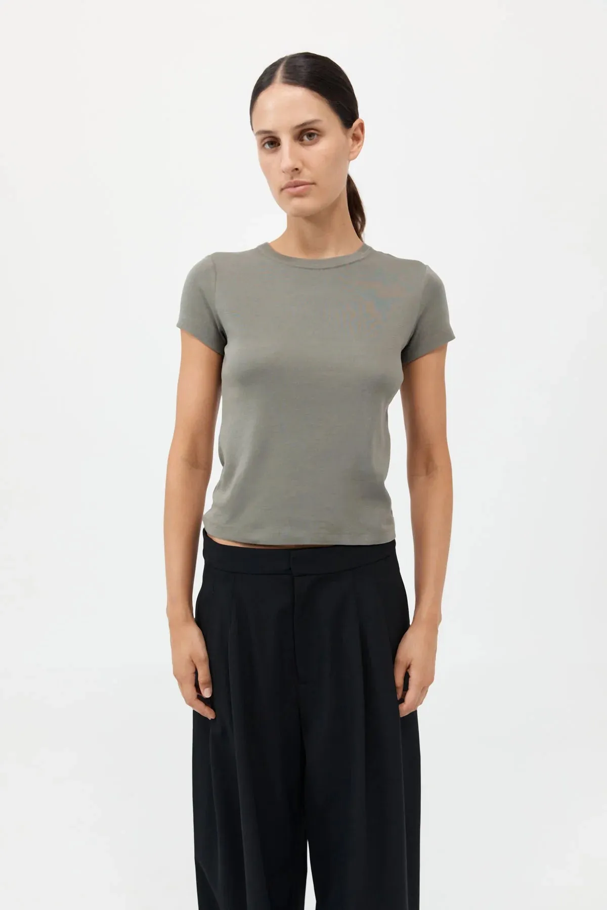 ORGANIC COTTON BABY TEE - SMOKEY OLIVE