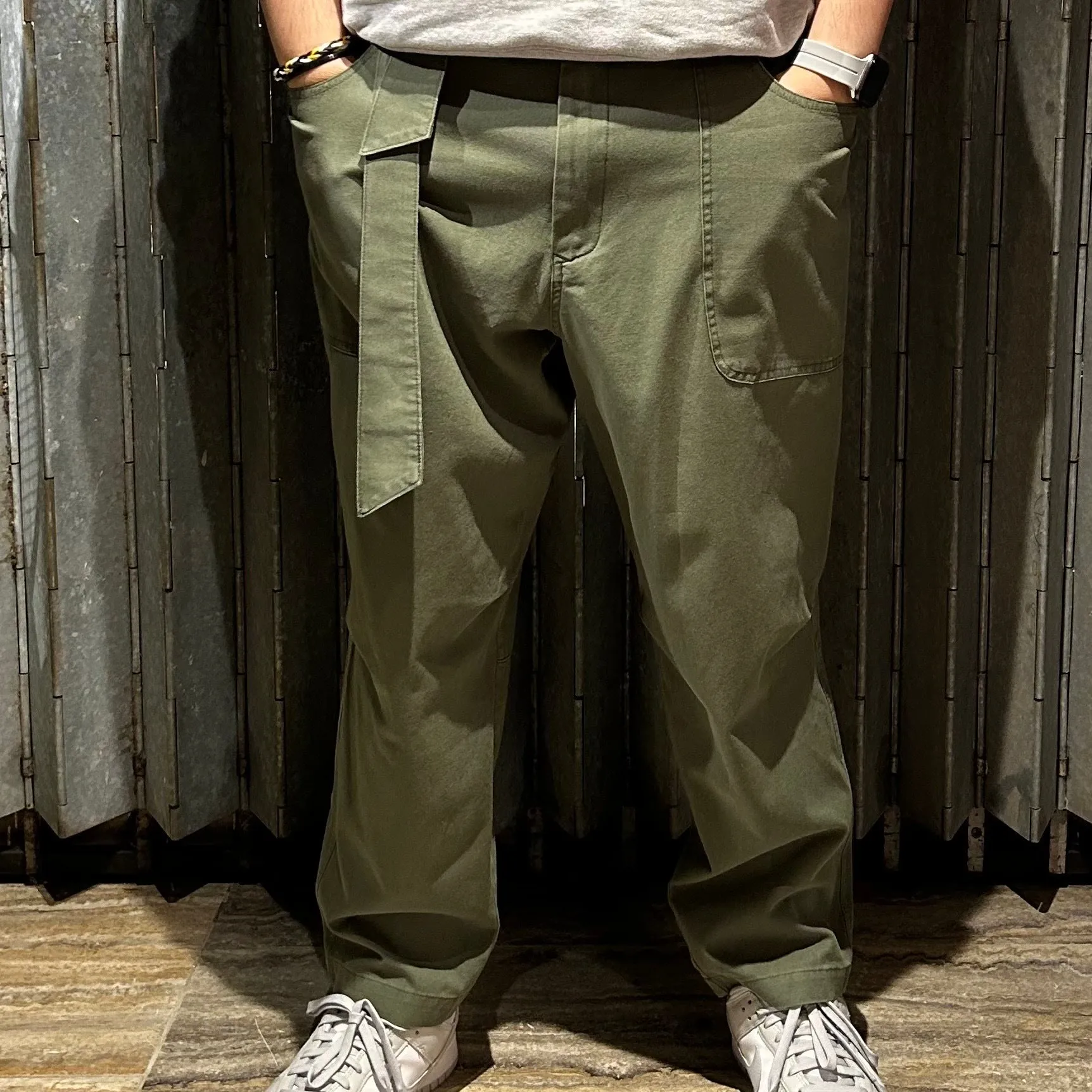 Oversized Canvas Long Pants with Drawstring