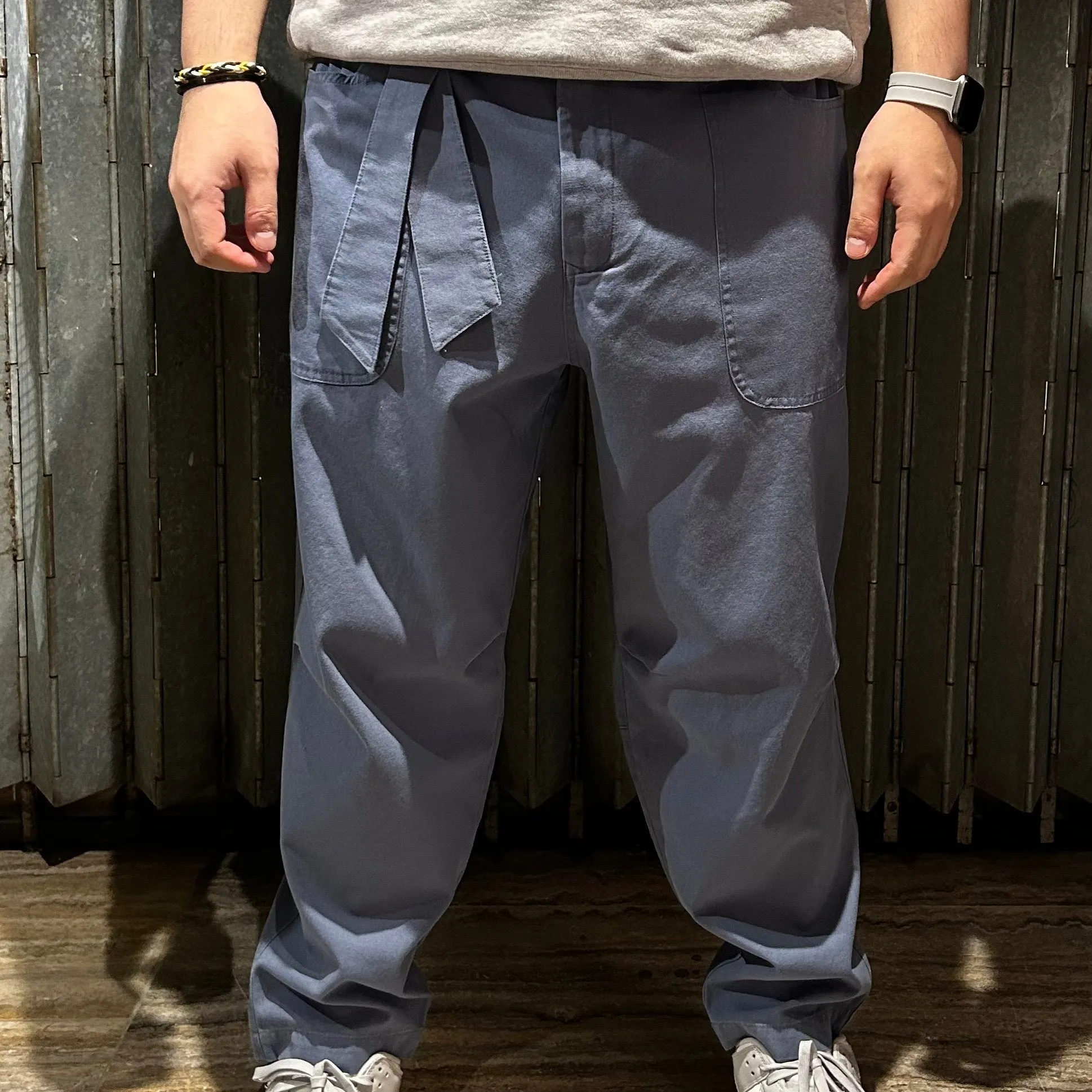 Oversized Canvas Long Pants with Drawstring