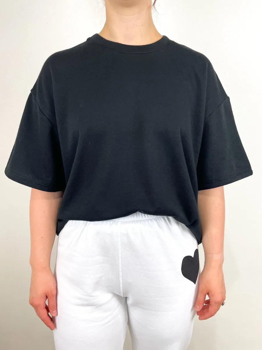 Oversized Cropped Boxy Tee in Black