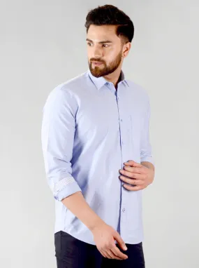 Pastel Blue Solid Slim Fit Casual Shirt | JadeBlue