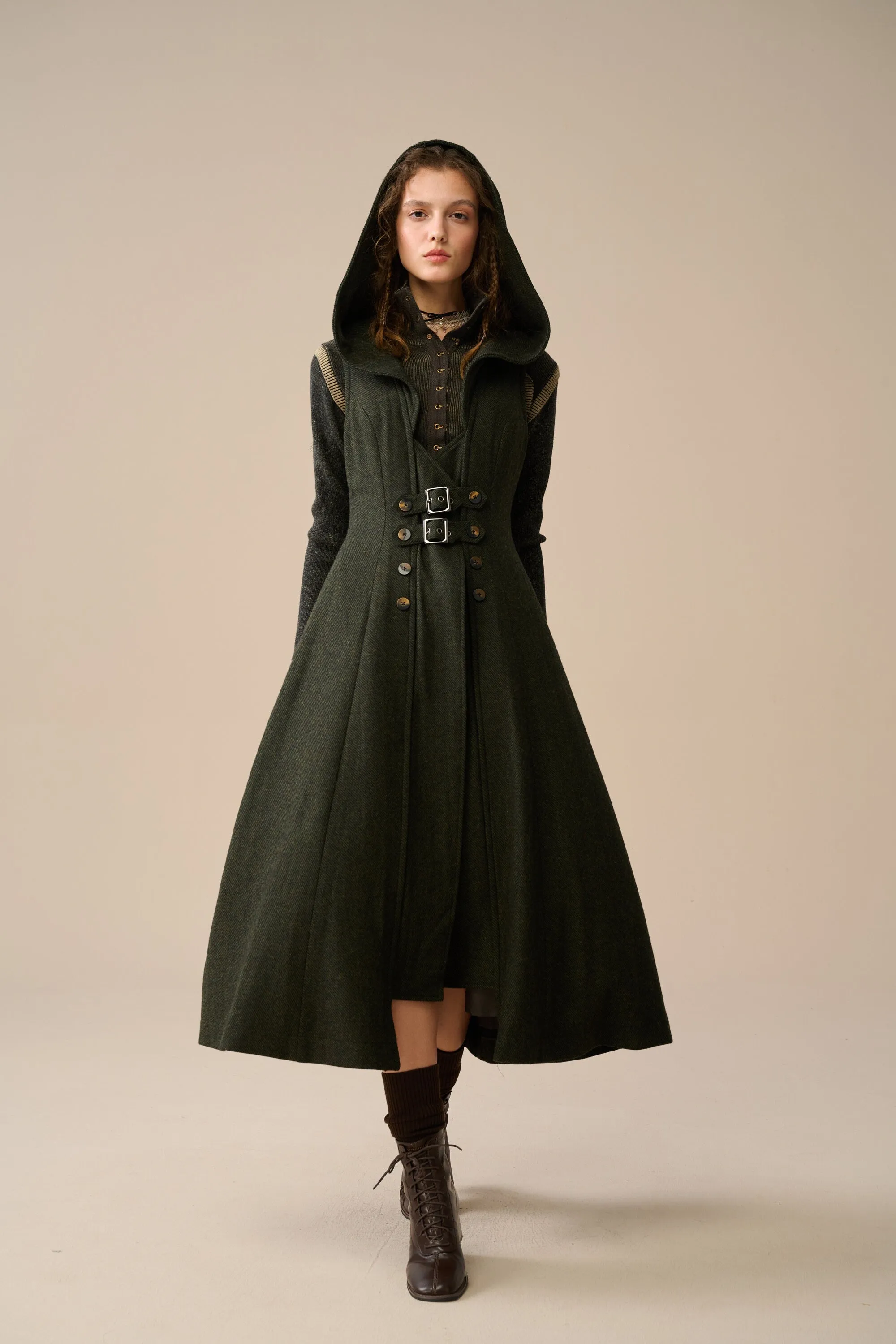 Patricia 21| hooded corset wool dress