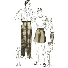 PDF - 1940s Pattern, Men's Slacks Pants Trousers Shorts -  Waist 36” (91cm) - Download