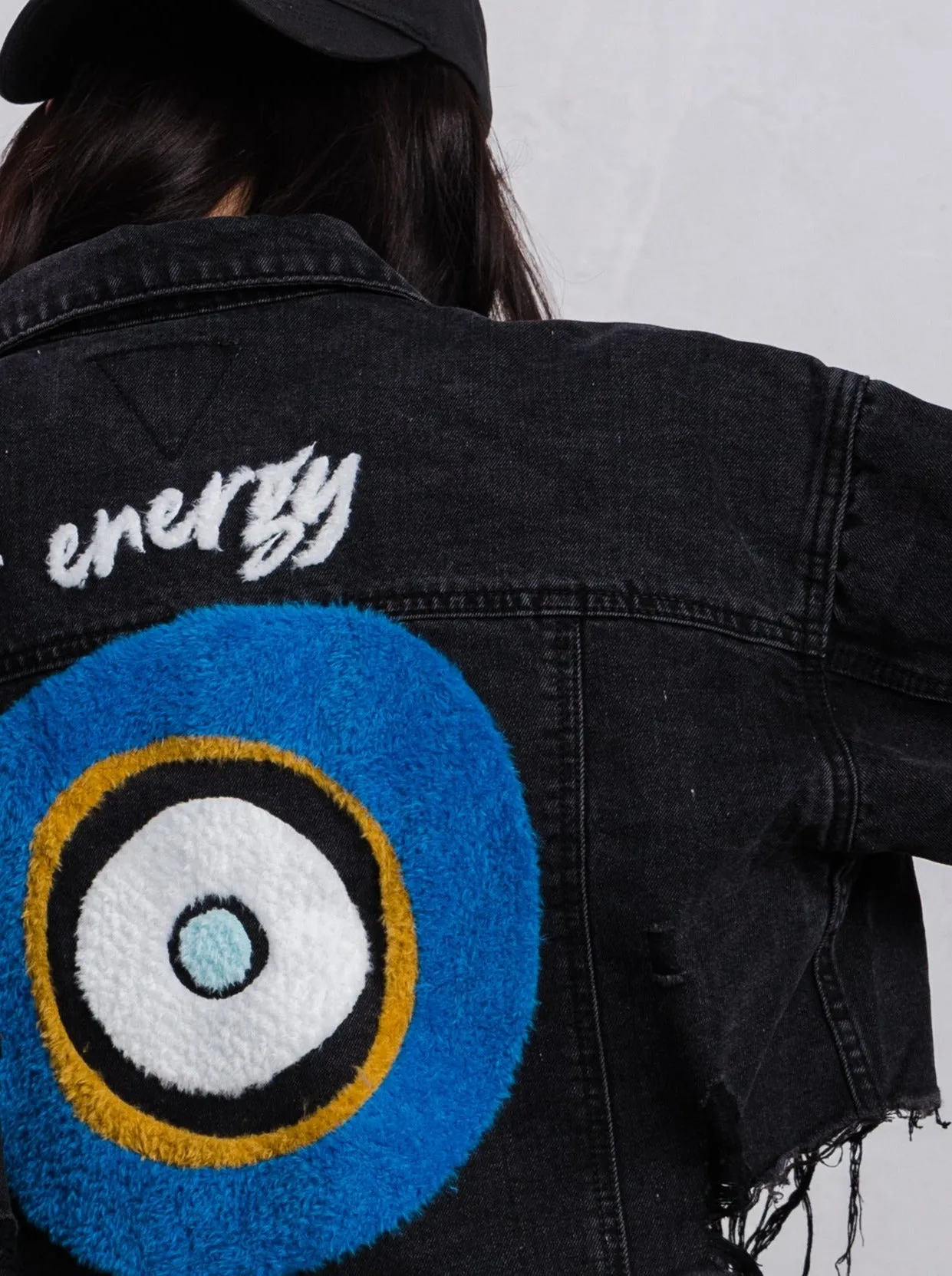 PROTECT YOUR ENERGY Crop Denim Jacket