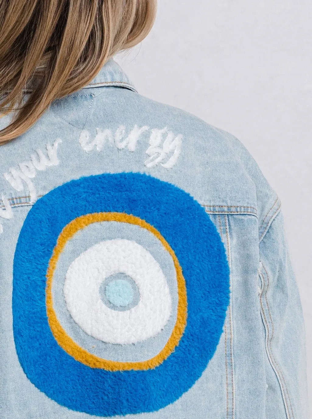 PROTECT YOUR ENERGY Crop Denim Jacket