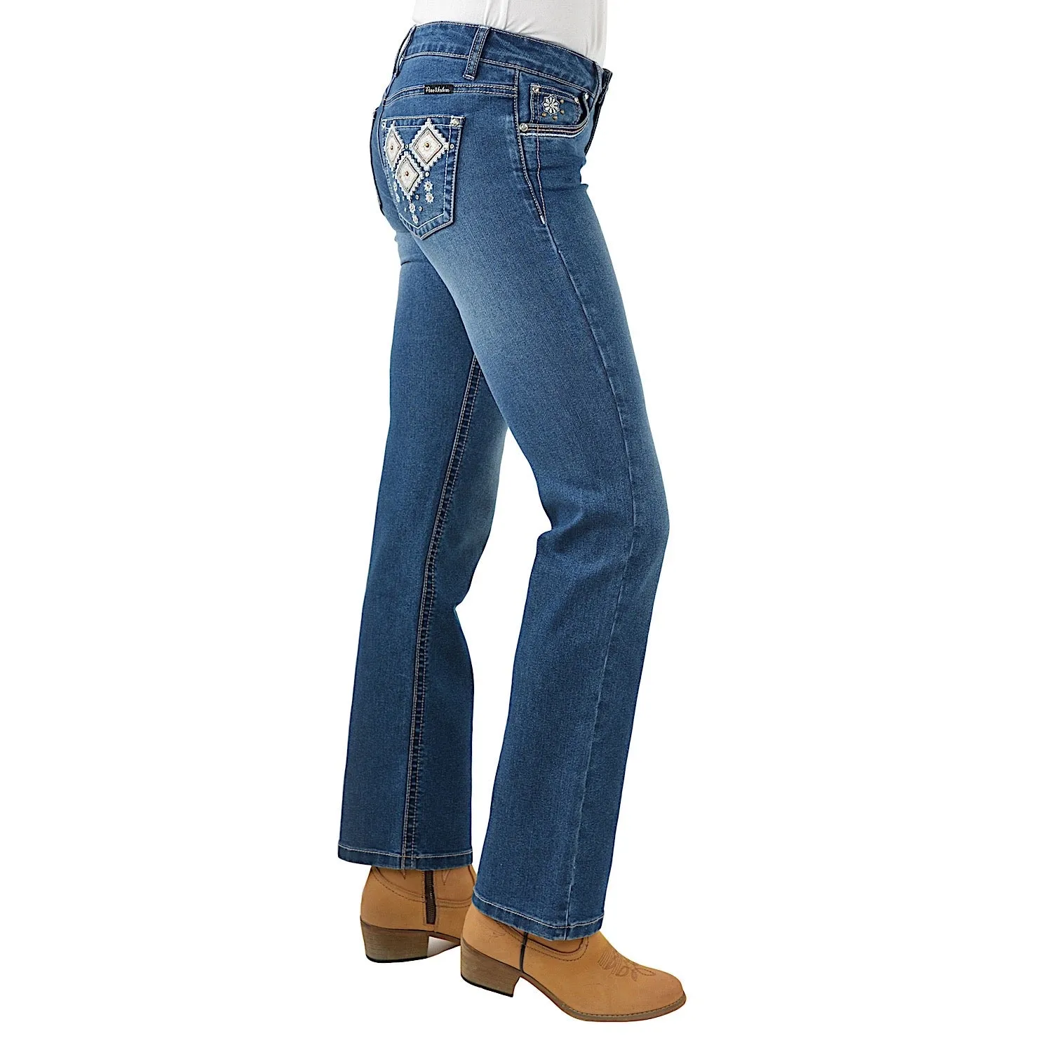 Pure Western Womens Snowie Straight Leg Jean -True Blue