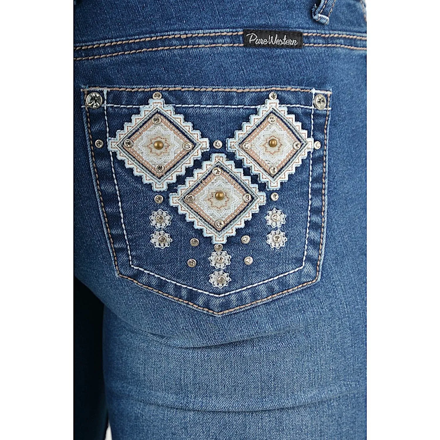 Pure Western Womens Snowie Straight Leg Jean -True Blue