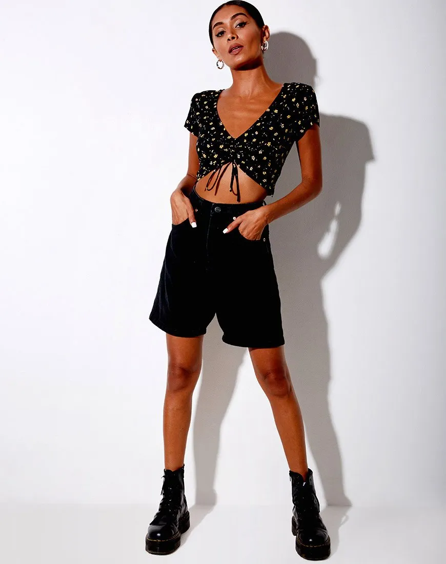 Raeto Crop Top in Pretty Petal Black