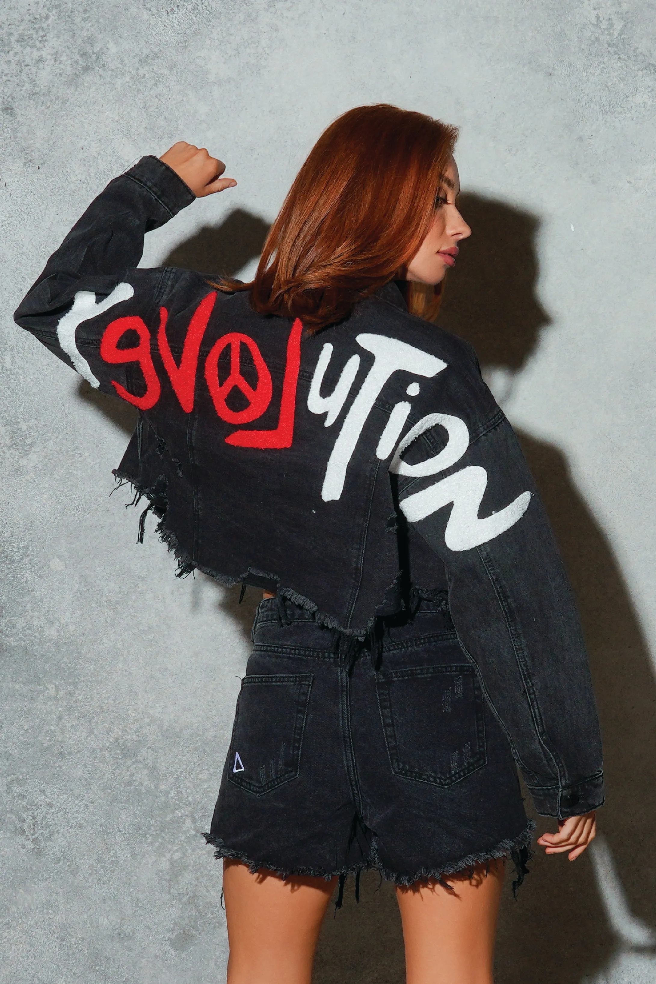 REVOLUTION OF LOVE Crop Denim Jacket