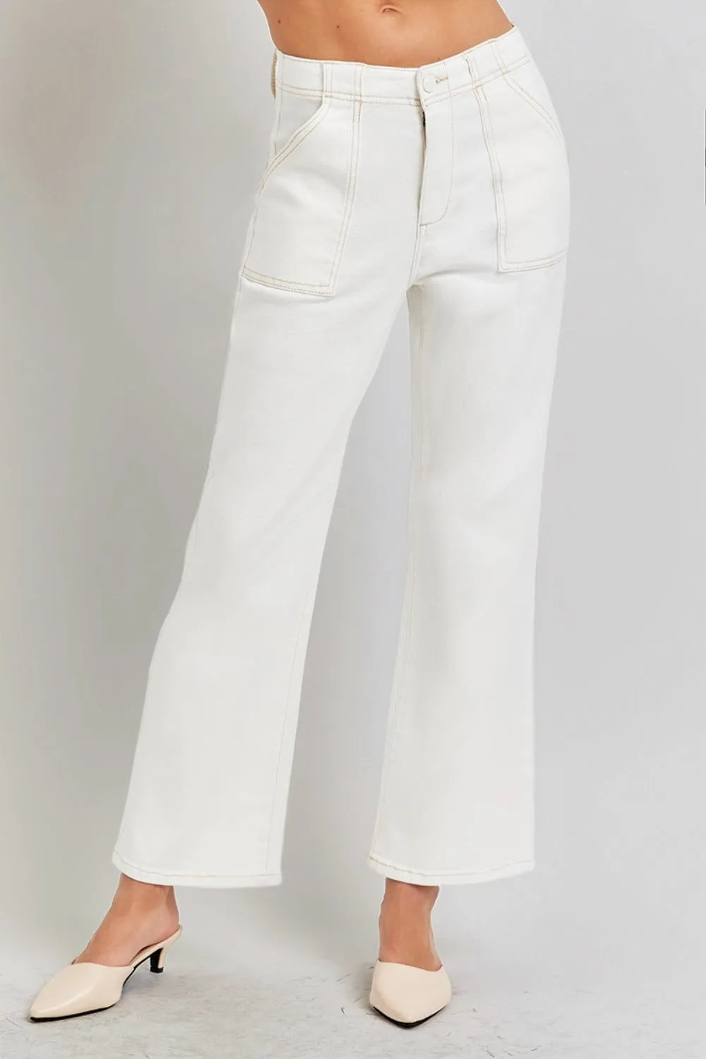 RISEN Lindsey High Rise Ankle Flare Jeans with Patch Pockets