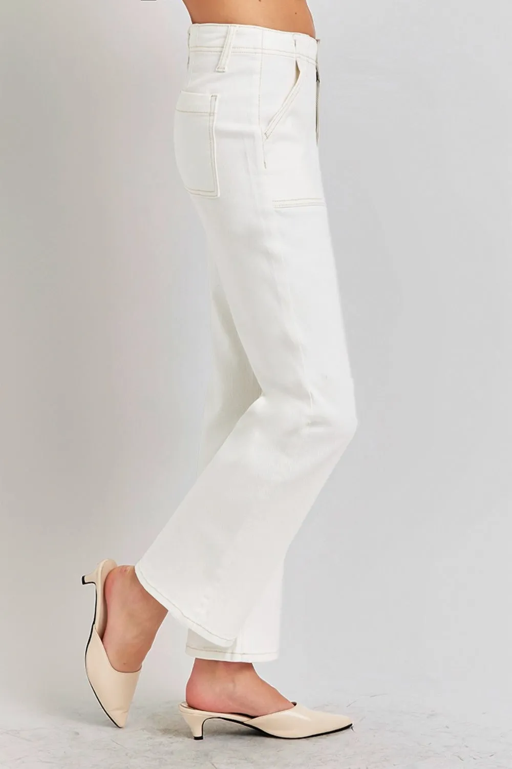 RISEN Lindsey High Rise Ankle Flare Jeans with Patch Pockets