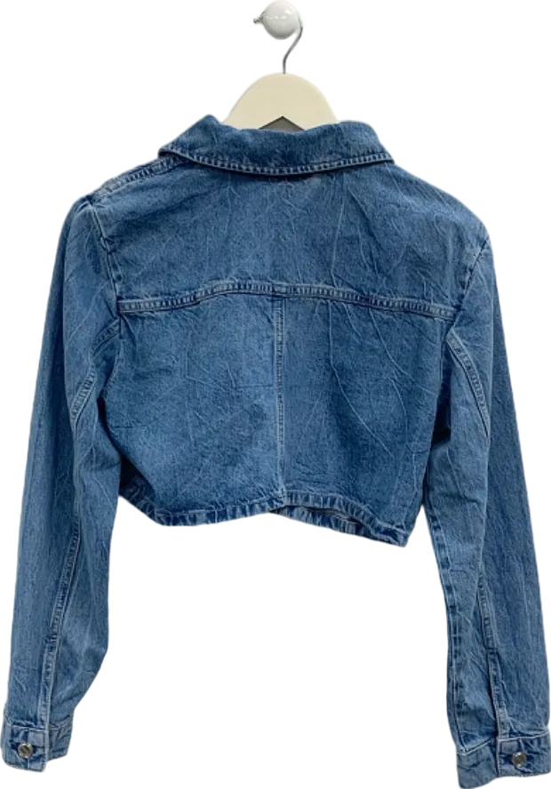 River Island Blue Cropped Denim Jacket UK 10