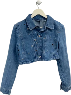 River Island Blue Cropped Denim Jacket UK 10