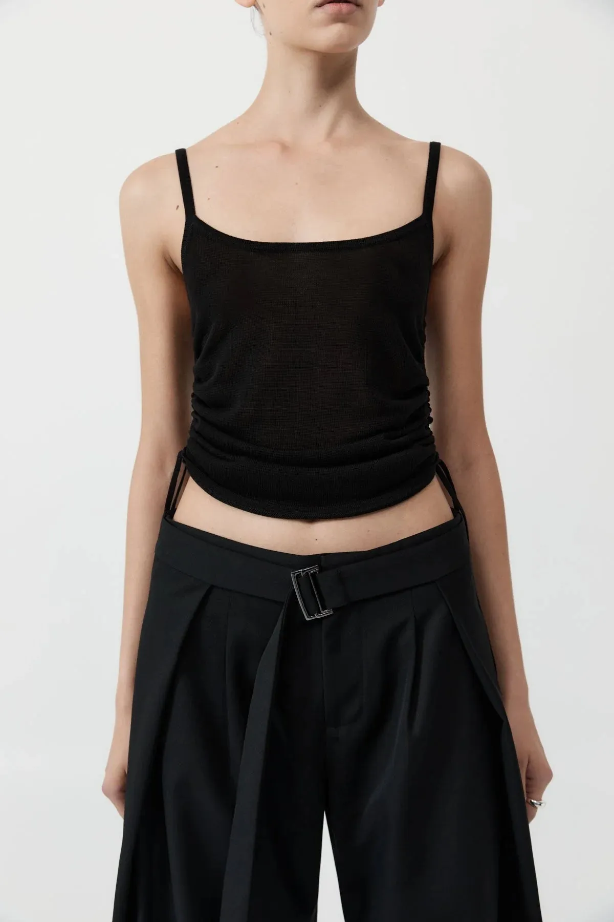 RUCHED TANK - BLACK