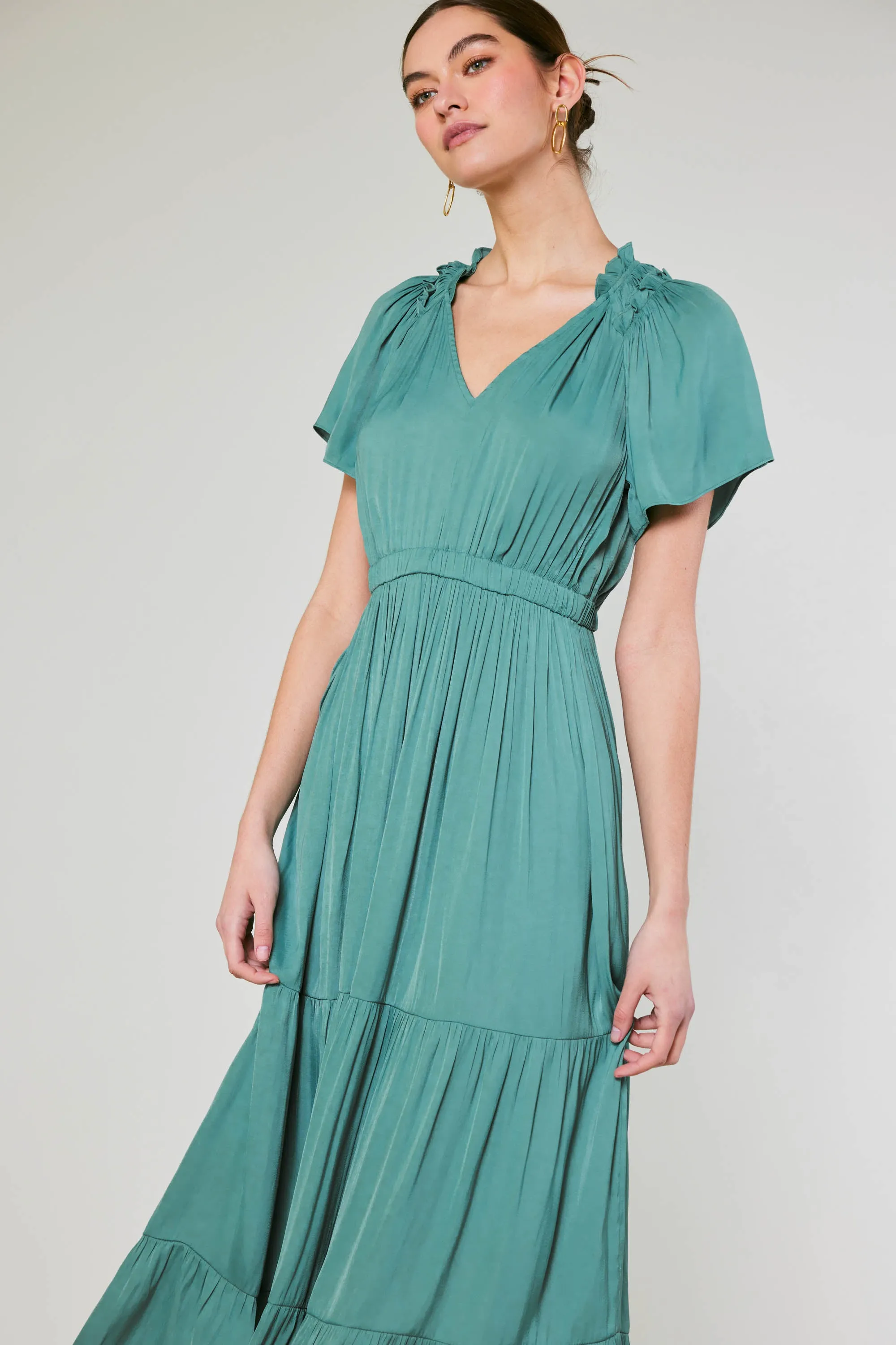 Ruffled Collar Maxi Dress