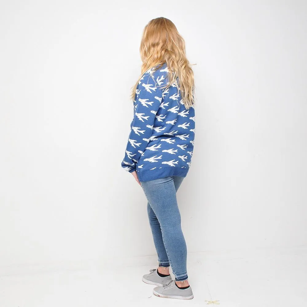 Run & Fly - Plane - Womens Jumper - Blue