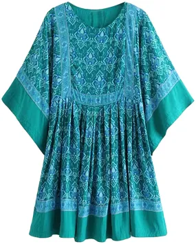 R.Vivimos Women's Summer Cotton Half Sleeve Casual Loose Bohemian Floral Tunic Dresses