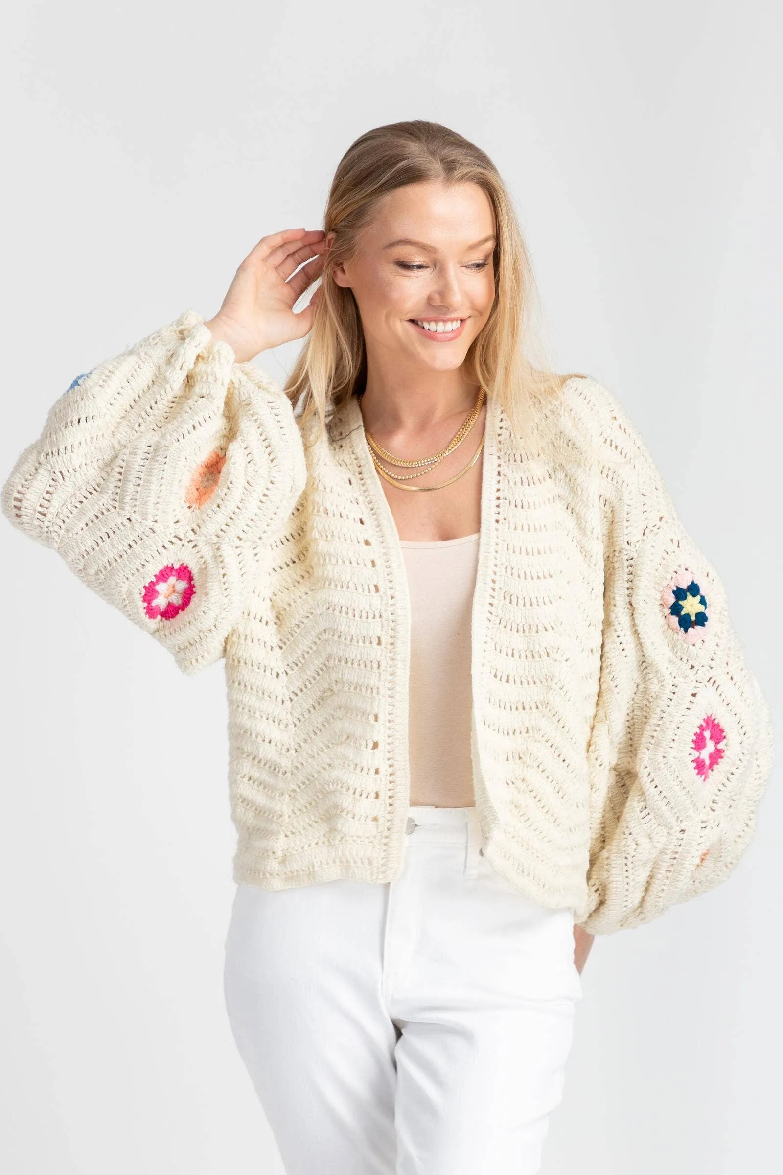 Saachi Crochet Floral Cardigan