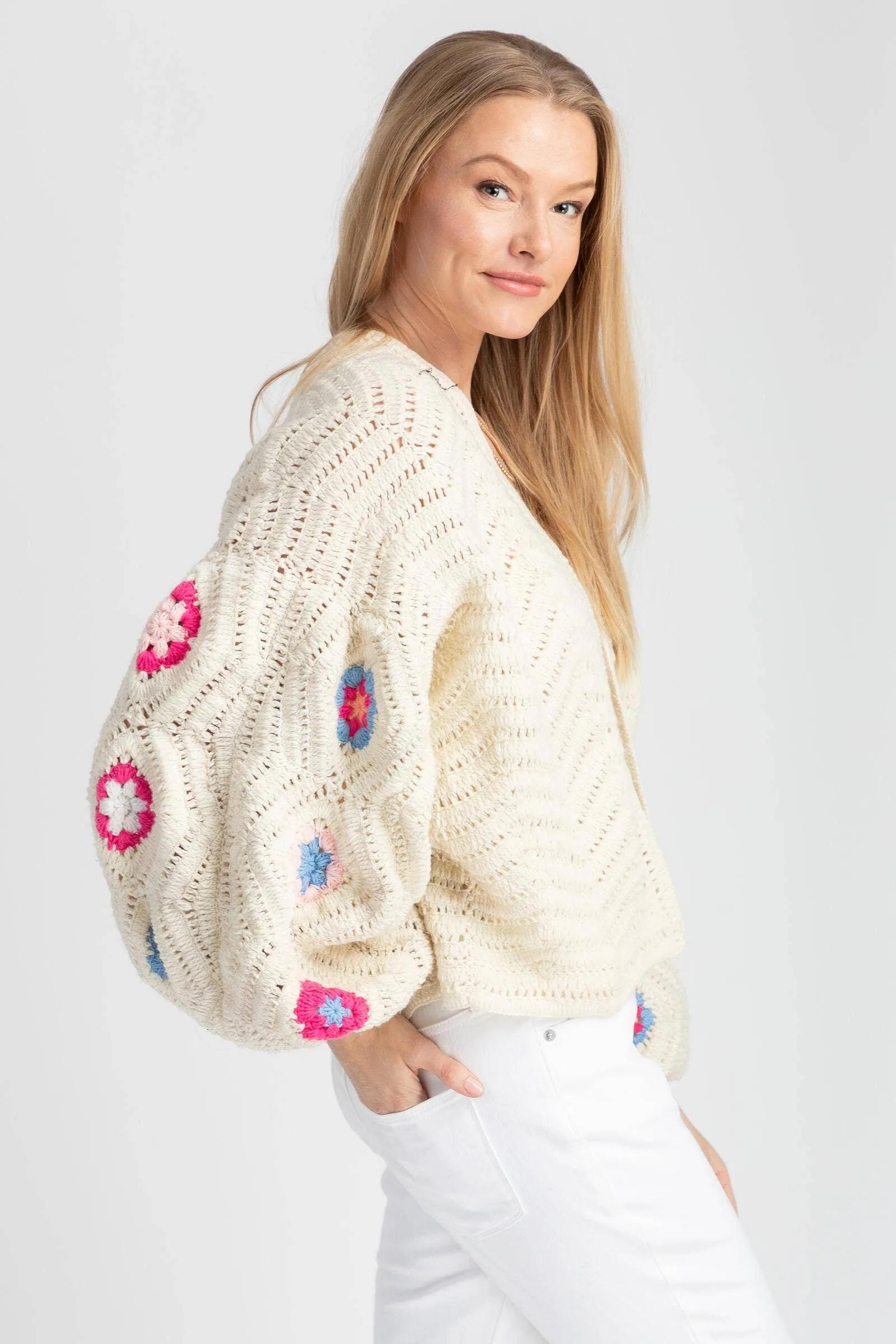 Saachi Crochet Floral Cardigan