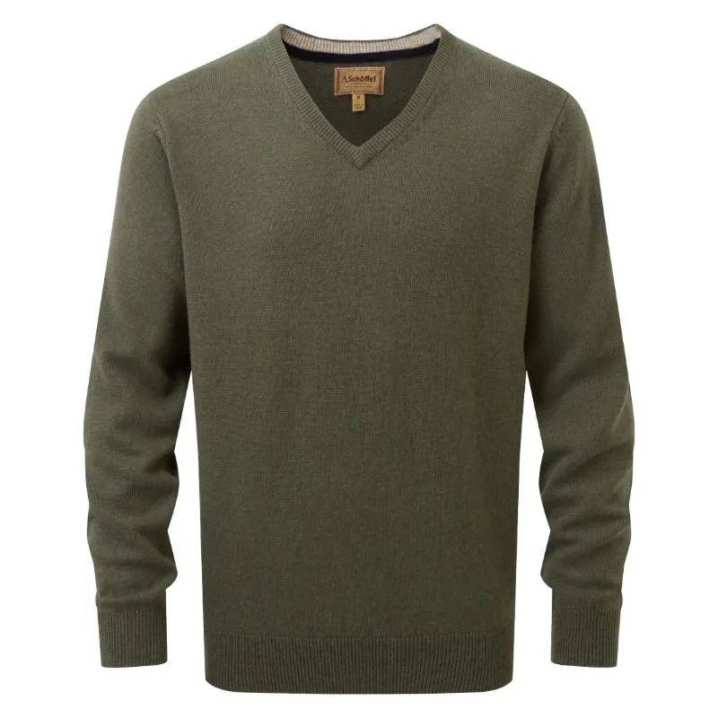 Schoffel Lewis Lambswool V Neck Mens Jumper - Woodland