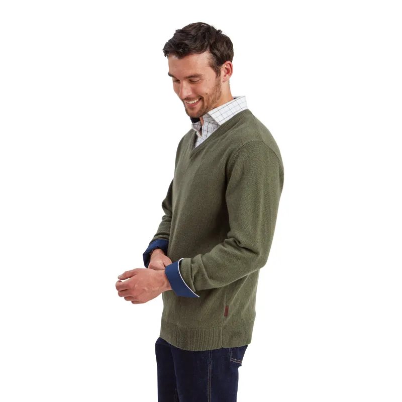 Schoffel Lewis Lambswool V Neck Mens Jumper - Woodland