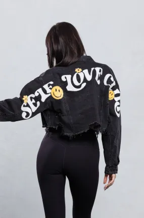 SELF LOVE CLUB Crop Denim Jacket