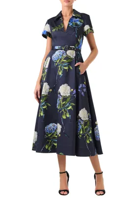 Short Sleeve Floral A-line Dress