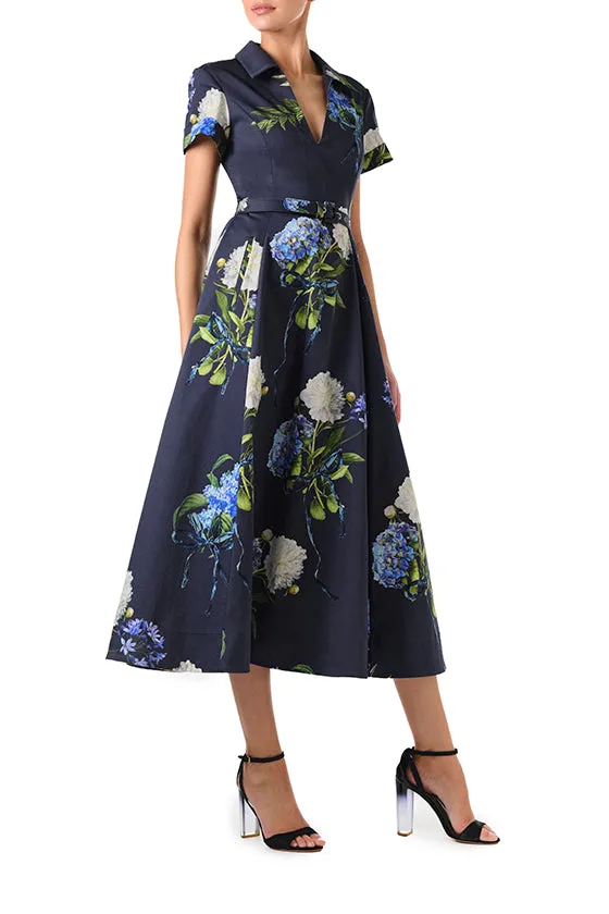 Short Sleeve Floral A-line Dress