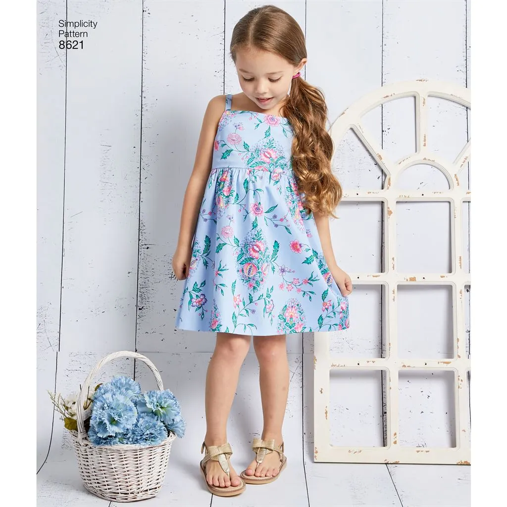 Simplicity Pattern 8621 Child's and Girls' Dress, Top, Pants and Camisole