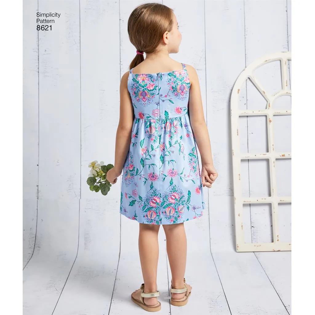 Simplicity Pattern 8621 Child's and Girls' Dress, Top, Pants and Camisole