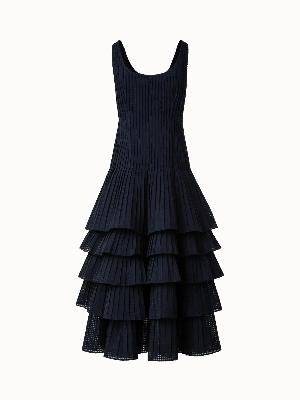 Sleeveless Midi Dress with Pleated Skirt in Semi-Sheer Organza