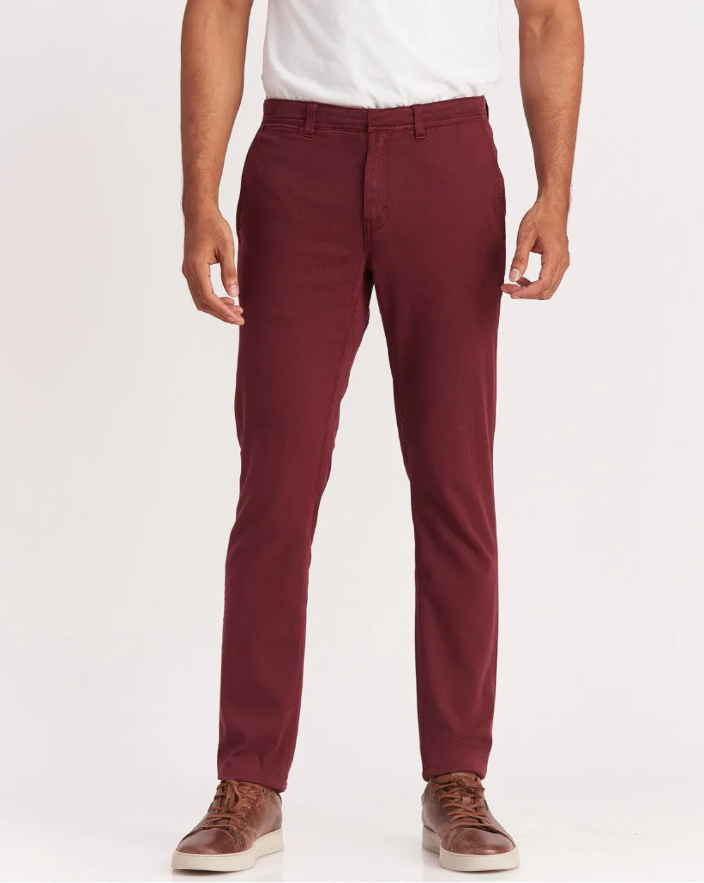 Slim Fit Garment Dyed Chinos - Maroon