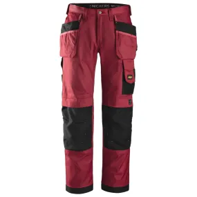 Snickers 3212 Craftsmen Holster Pocket Trousers, DuraTwill Chilli Red/Black