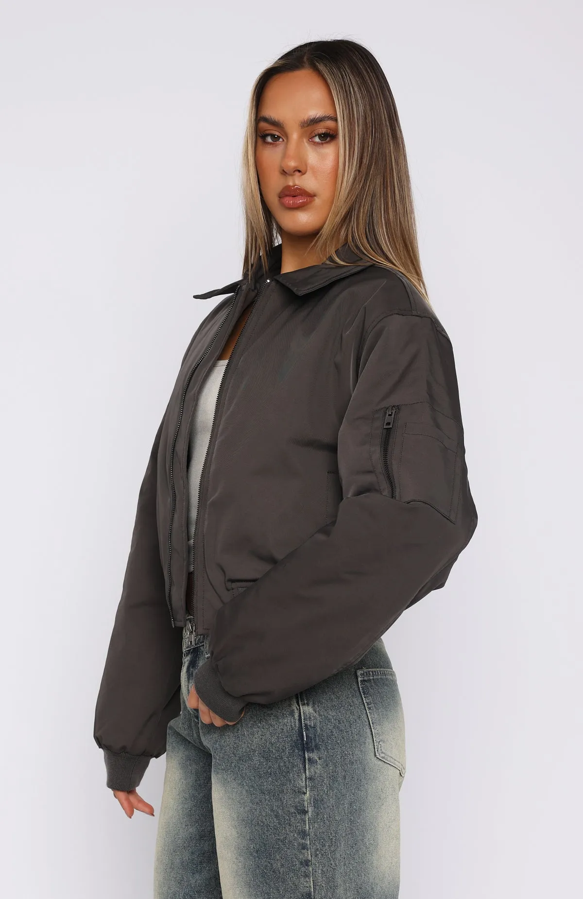 Something Forgotten Bomber Jacket Slate