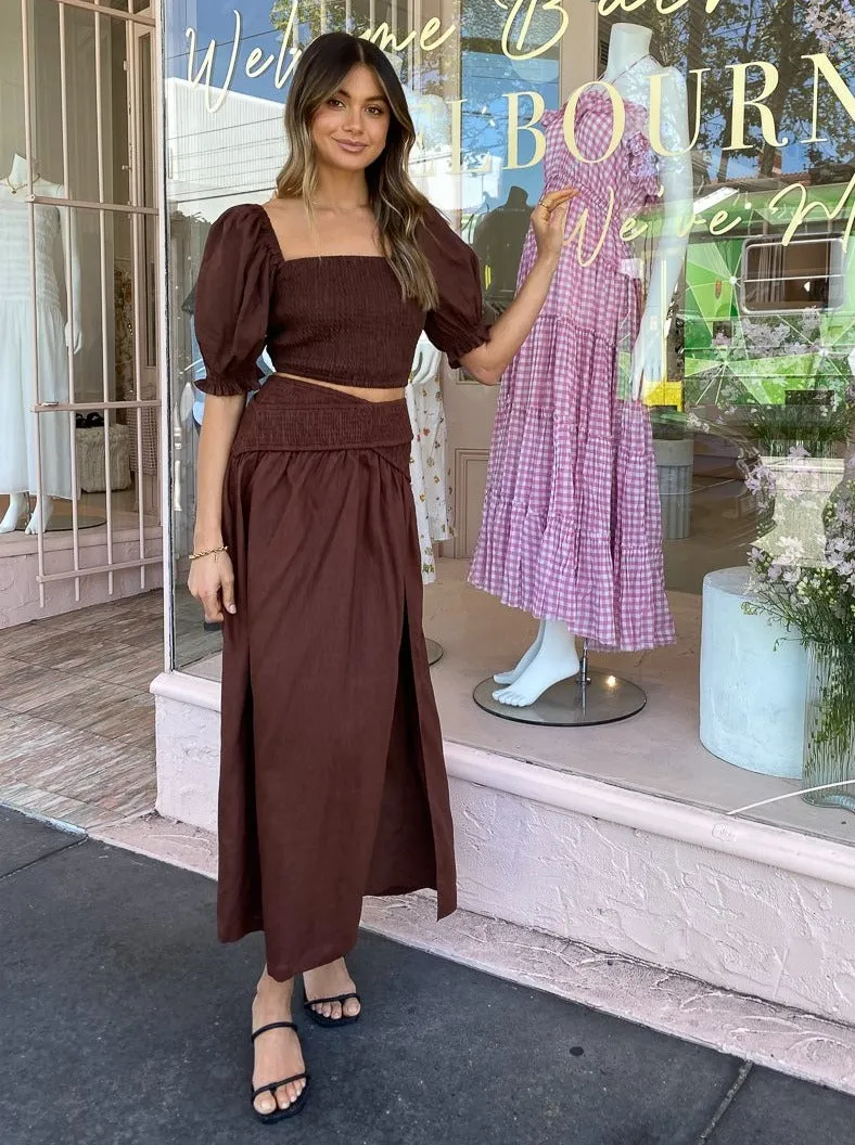 Sovere Bounty Midi Skirt in Espresso