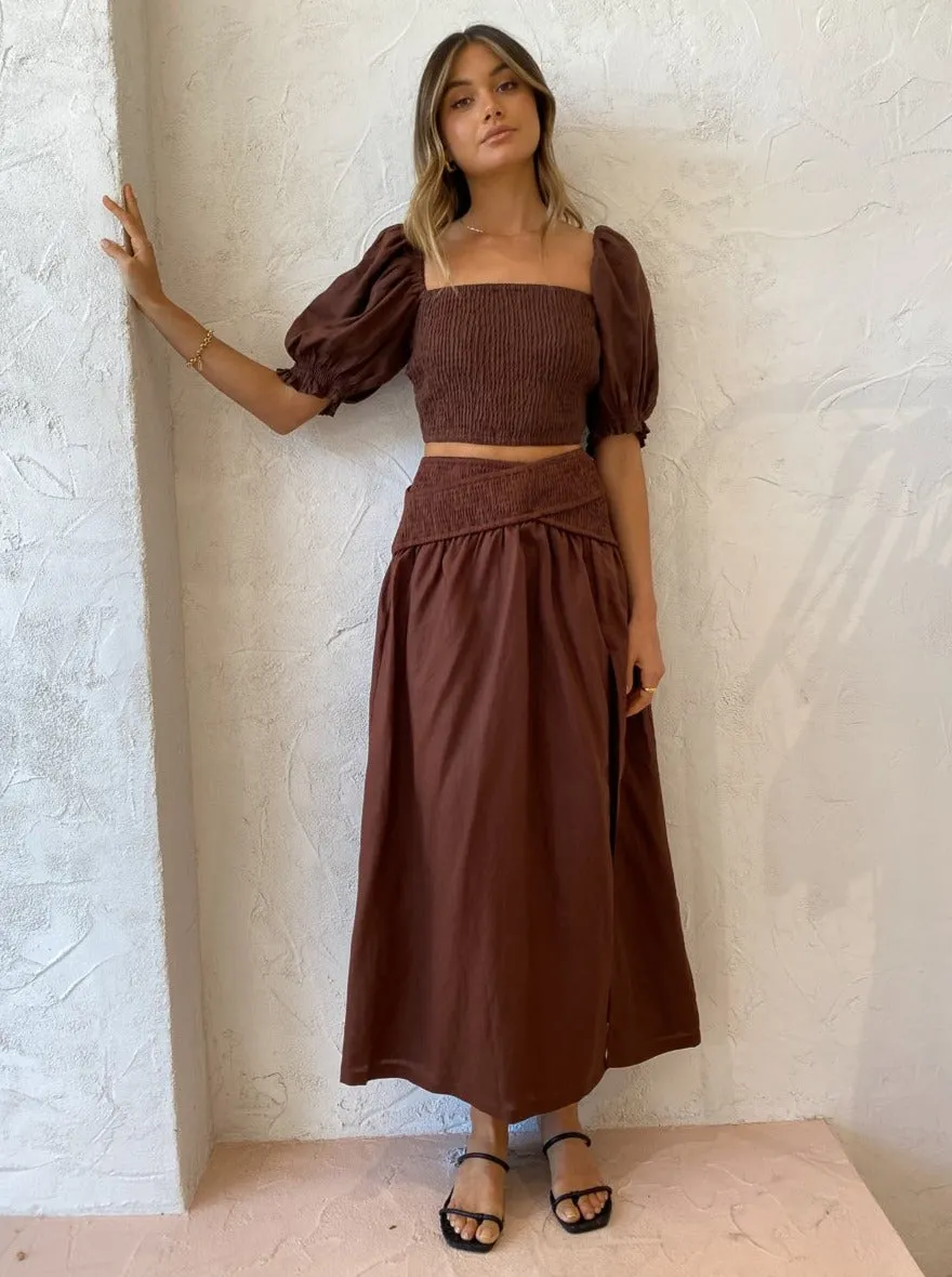 Sovere Bounty Midi Skirt in Espresso