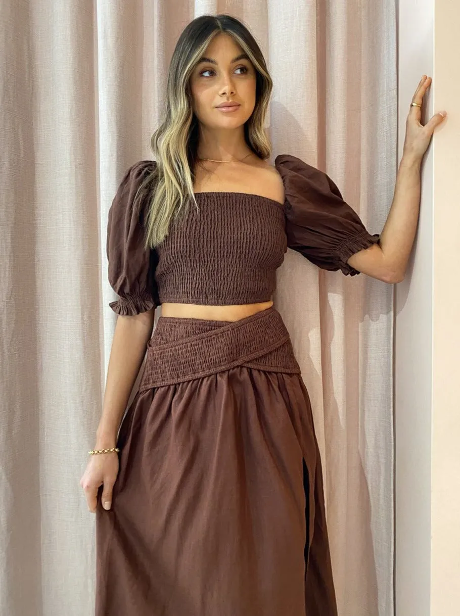 Sovere Bounty Midi Skirt in Espresso