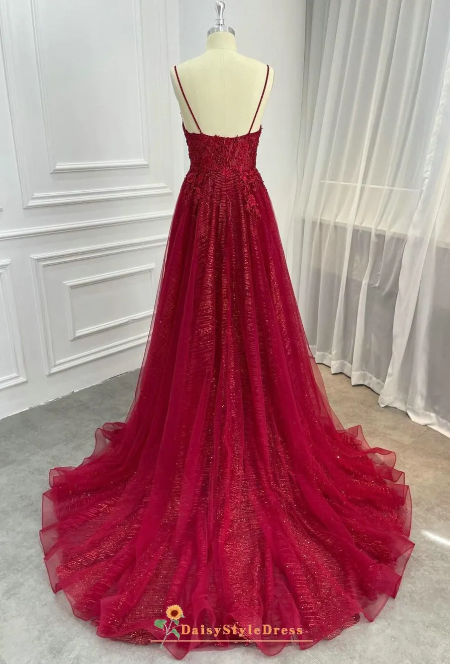 Sparkle Burgundy Summer Wedding Dress