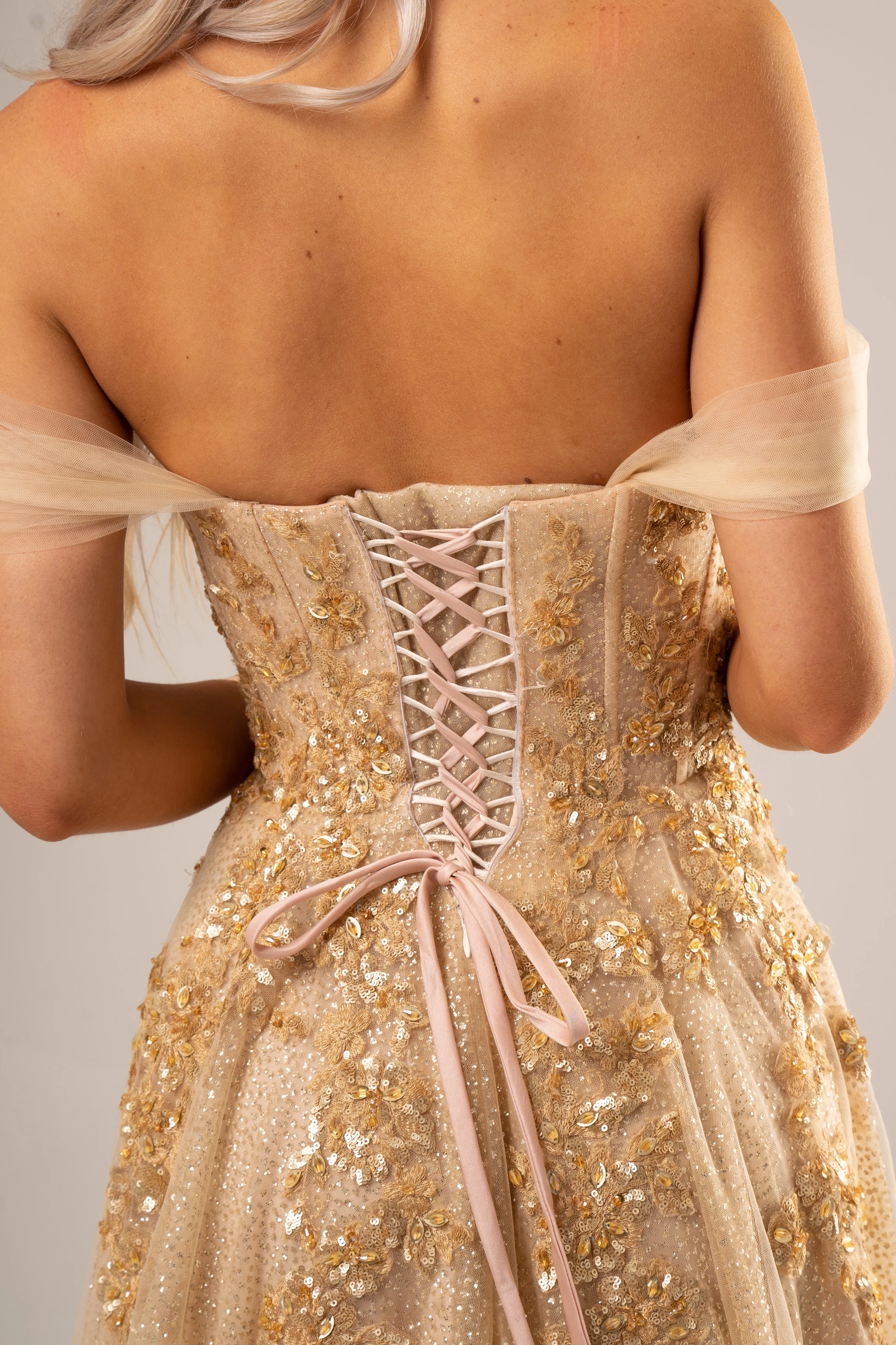 Sparkling gold bustier dress